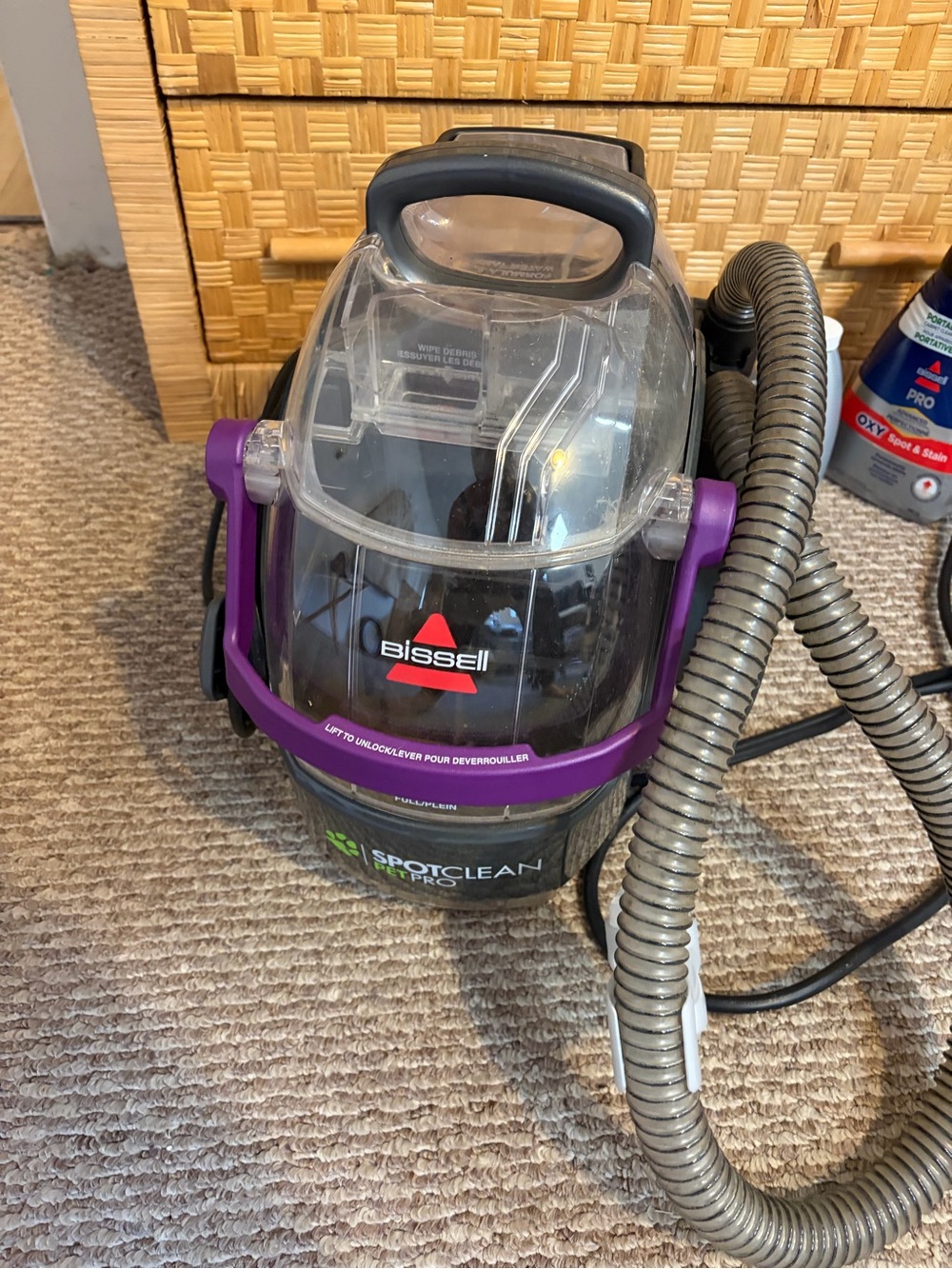 BISSELL SpotClean Pet Pro Portable Carpet Cleaner, 2458, Grapevine Purple works